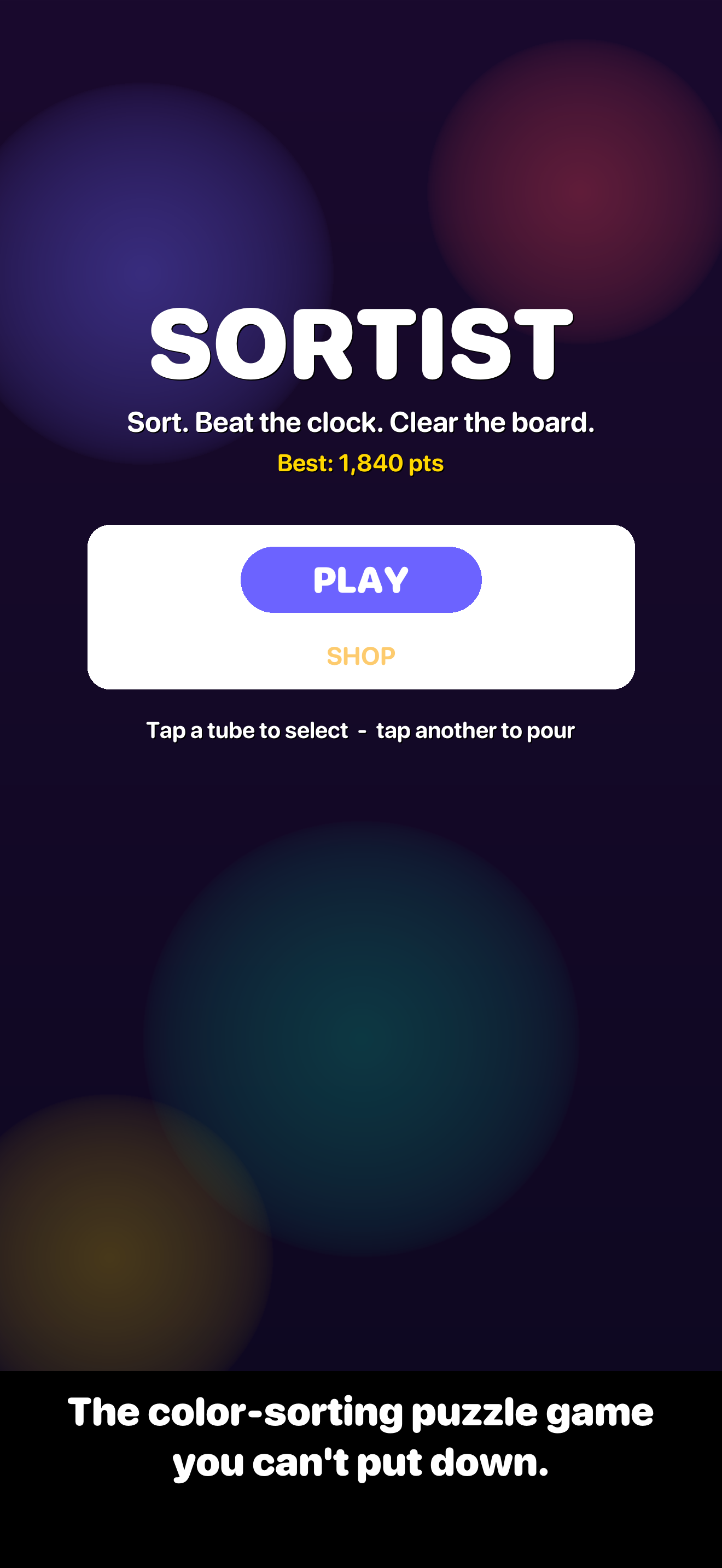 Sortist title screen on iPhone
