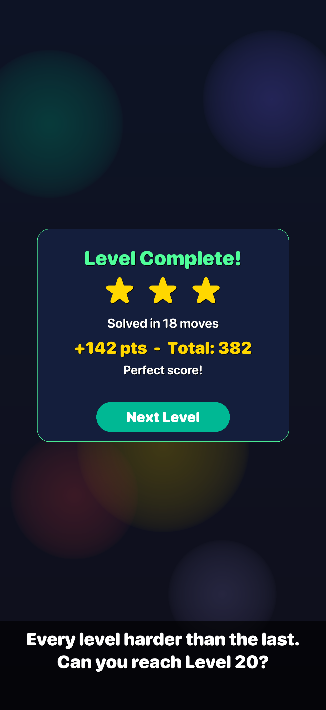 Sortist level complete screen on iPhone