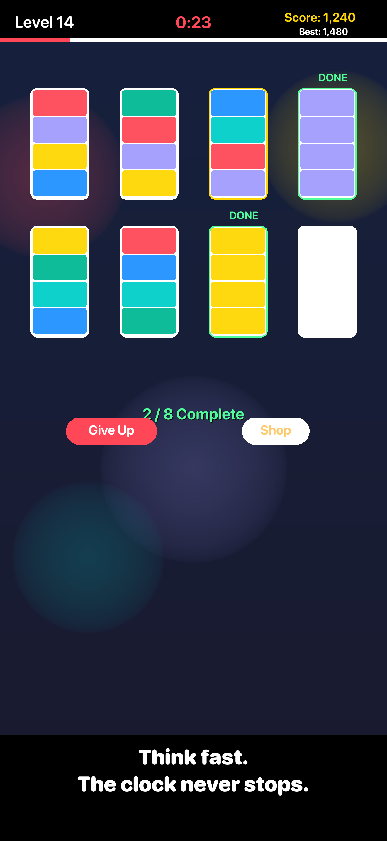Sortist hard level with timer on iPhone
